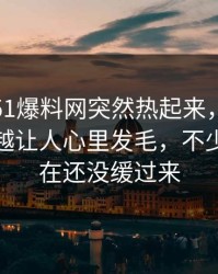 深夜里51爆料网突然热起来，这次沉默越看越让人心里发毛，不少人到现在还没缓过来
