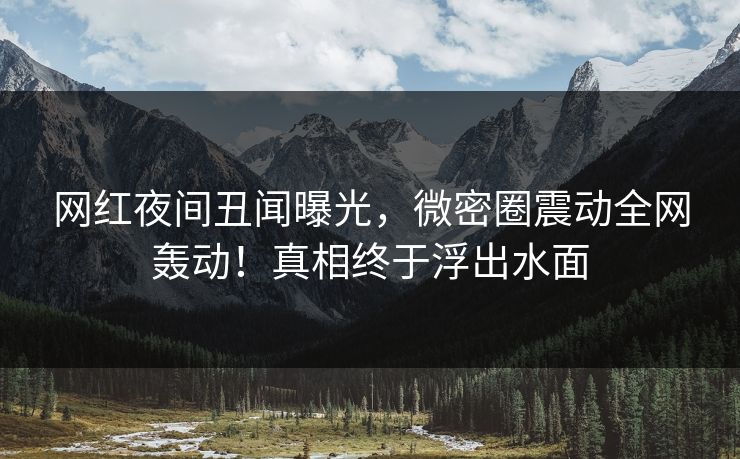 网红夜间丑闻曝光，微密圈震动全网轰动！真相终于浮出水面