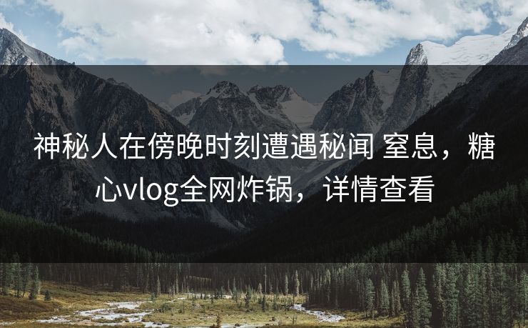 神秘人在傍晚时刻遭遇秘闻 窒息，糖心vlog全网炸锅，详情查看